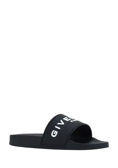 Slide Sandals Rubber Black White