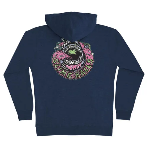 Slime Balls Wheels Skateboard Hoodie Shark Bait Pullover Navy Heather