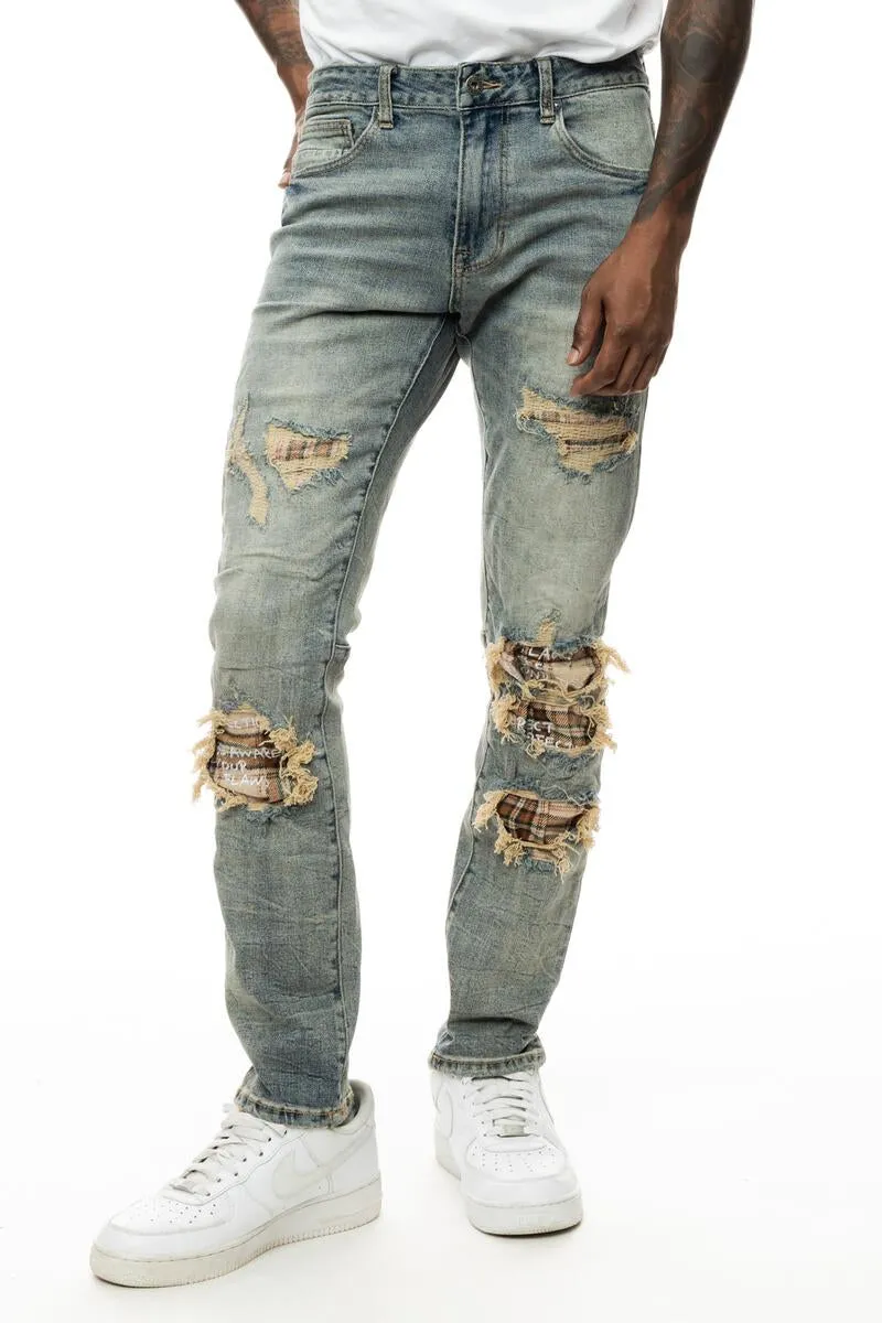 smoke rise hazel blue stretch jeans