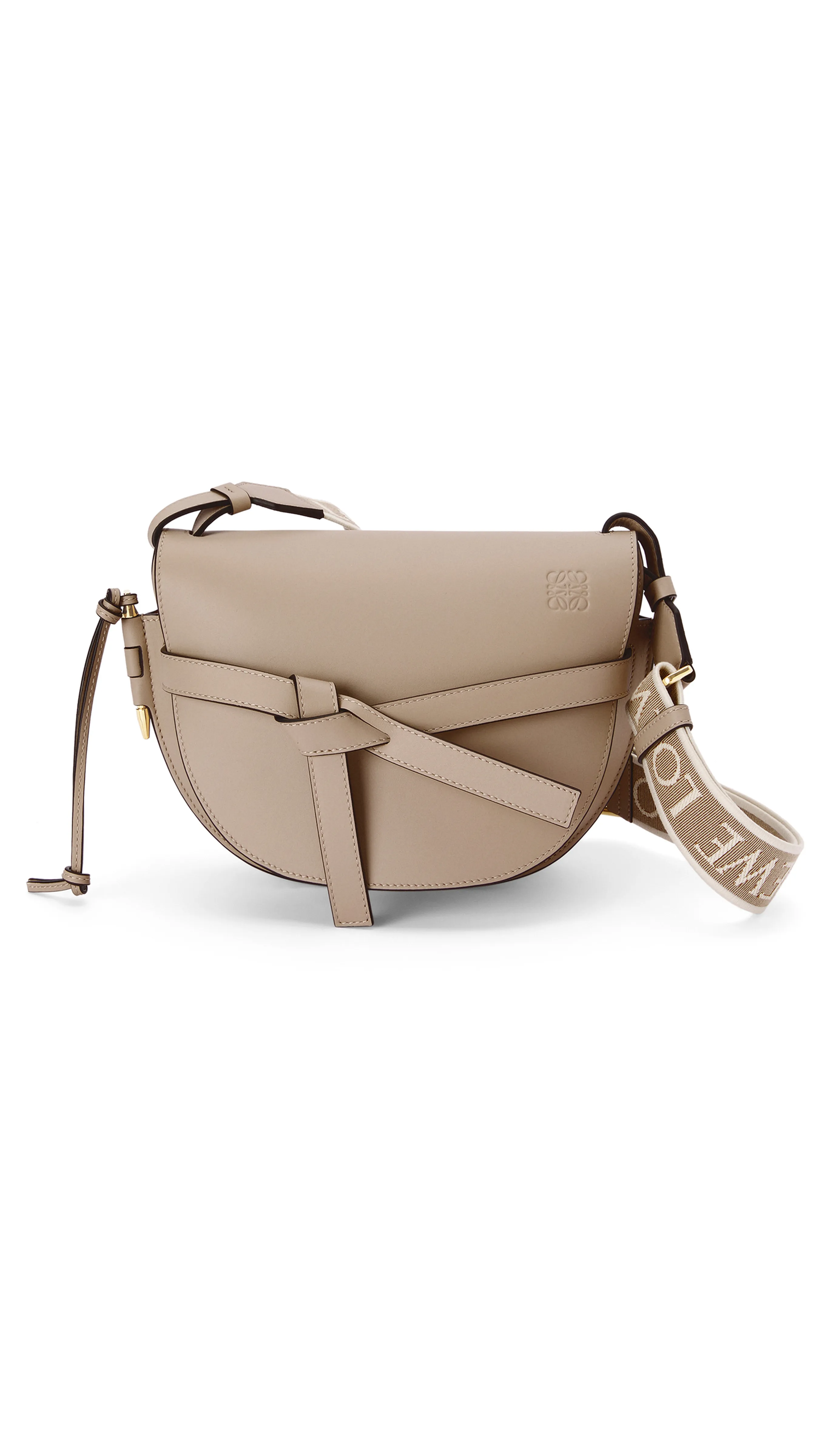 Soft Calfskin Small Gate Bag with Jacquard Design in Sand