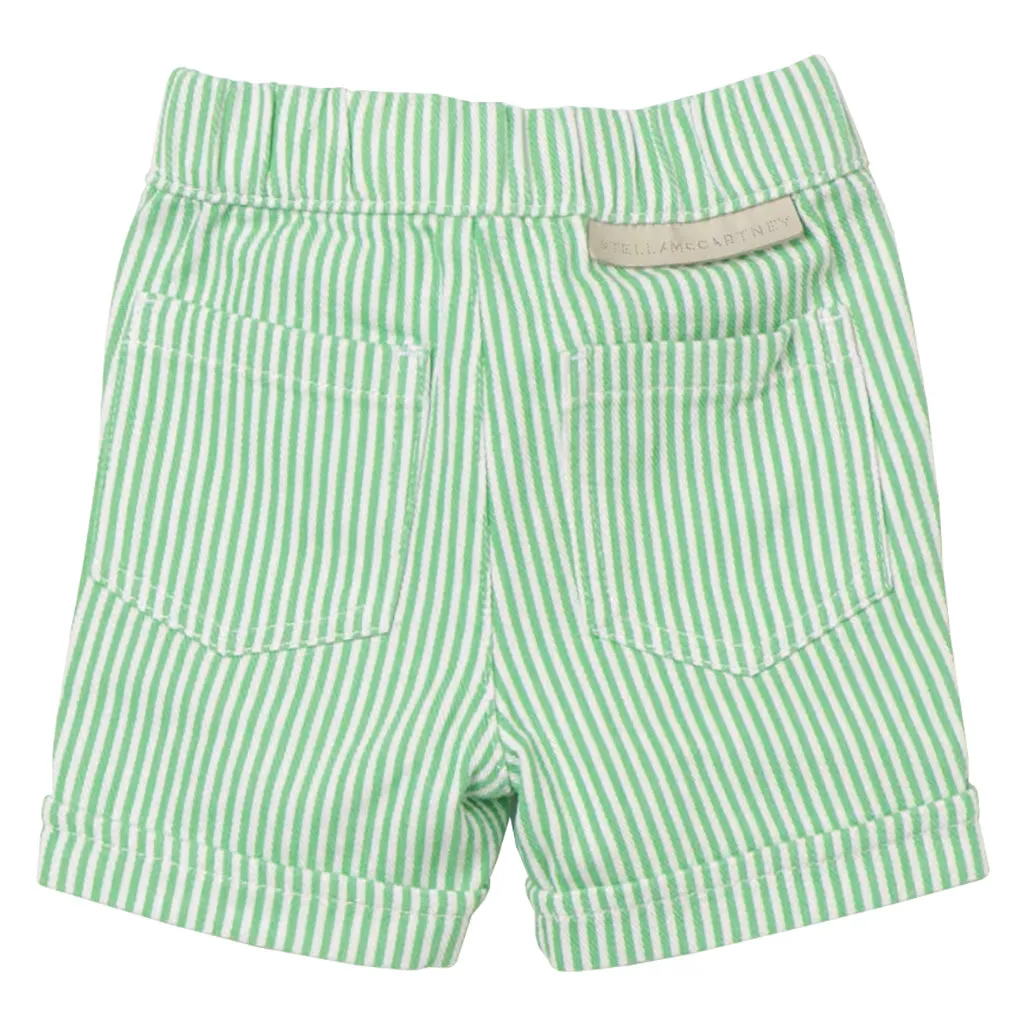 Green Baby Striped Shorts With Sun Badge by Stella McCartney