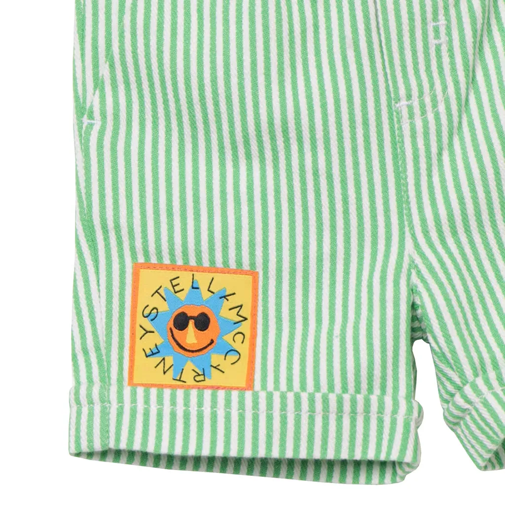 Green Baby Striped Shorts With Sun Badge by Stella McCartney