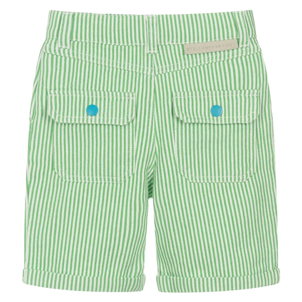 Green Child Striped Shorts With Sun Badge by Stella McCartney