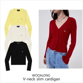 Street Style Long Sleeves Plain Logo Cardigan | WOOALONG