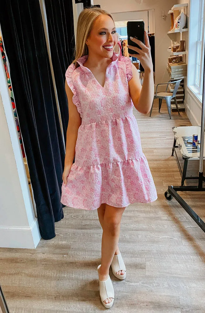 Sweetheart Jacquard Swing Dress