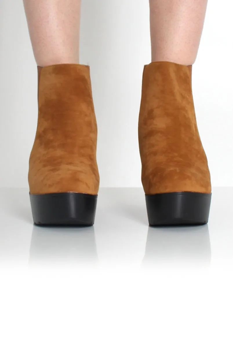 Tan Suede Platform Boots