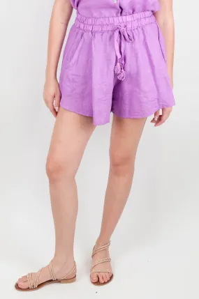 Tensione - Linen shorts with drawstring and elastic waist