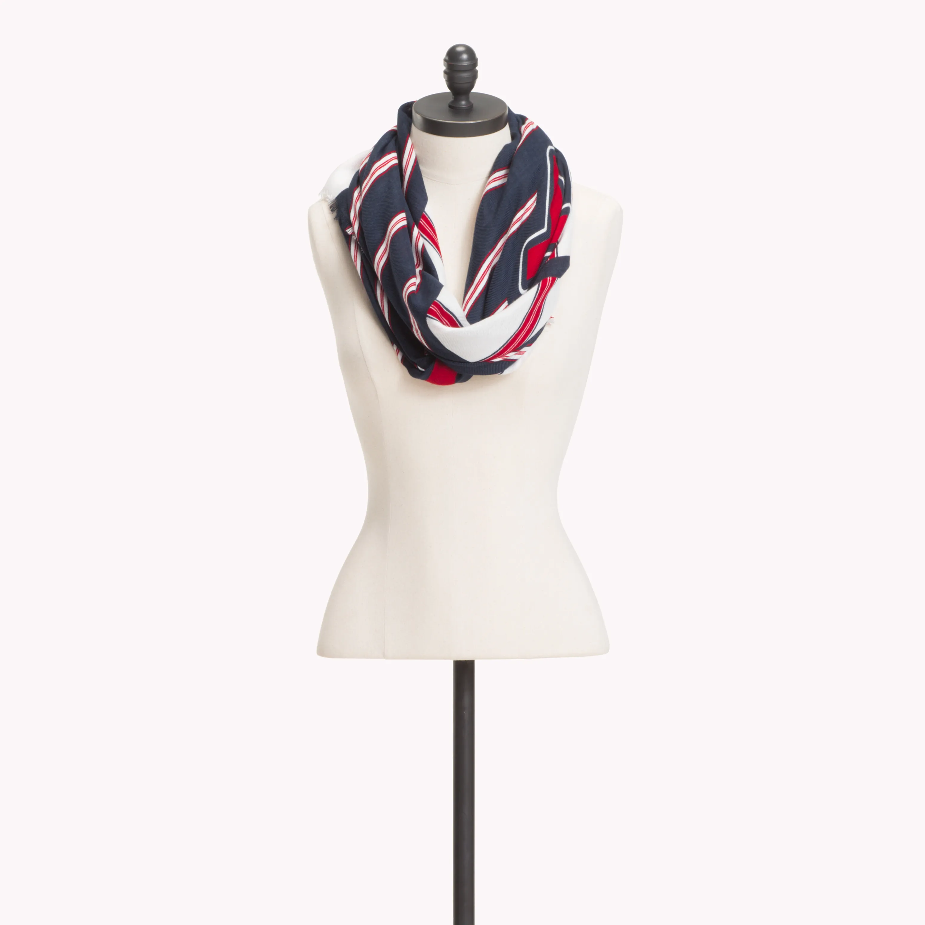 Tommy Hilfiger Blue Scarf with Logo Stripe Print