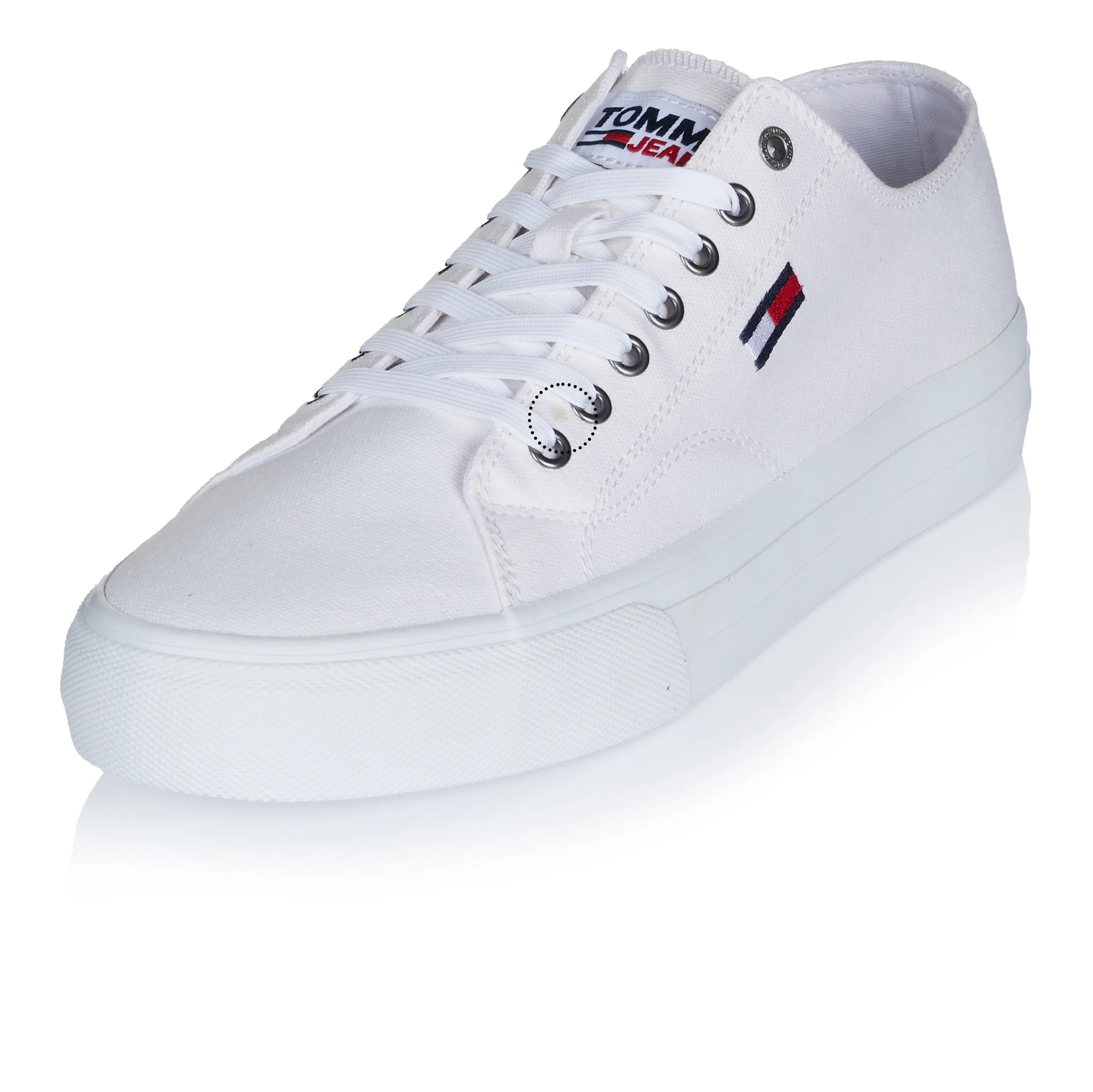 Tommy Hilfiger white jeans sneakers.