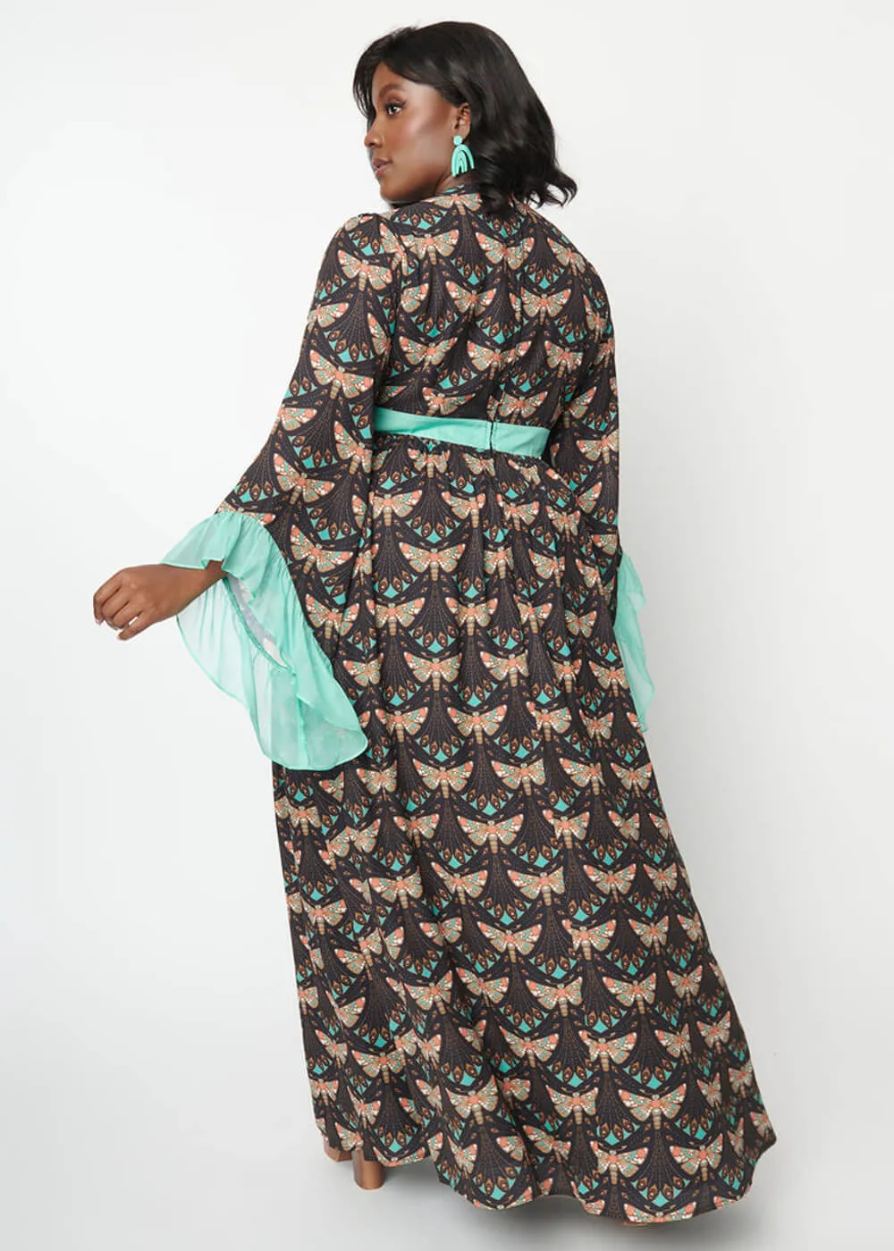 Vintage Empire Moth Maxi Dress