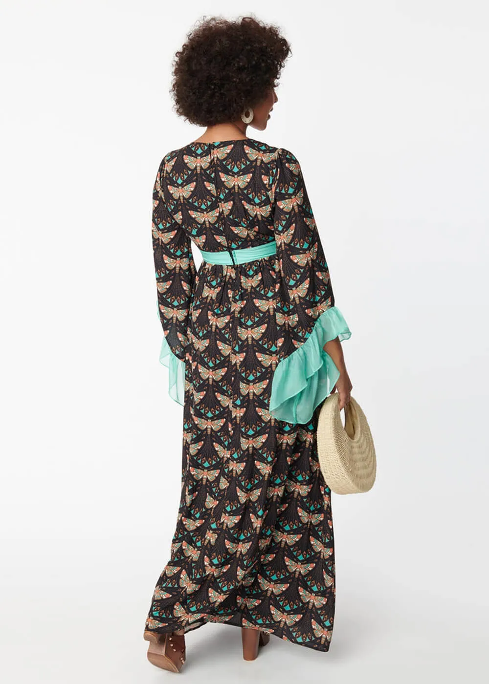 Vintage Empire Moth Maxi Dress