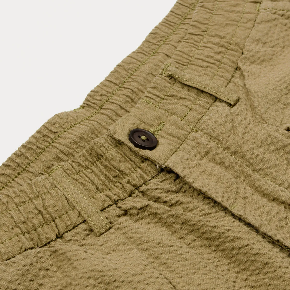 Universal Works Pleated Track Pant Cotton Seersucker Olive - Buy Online