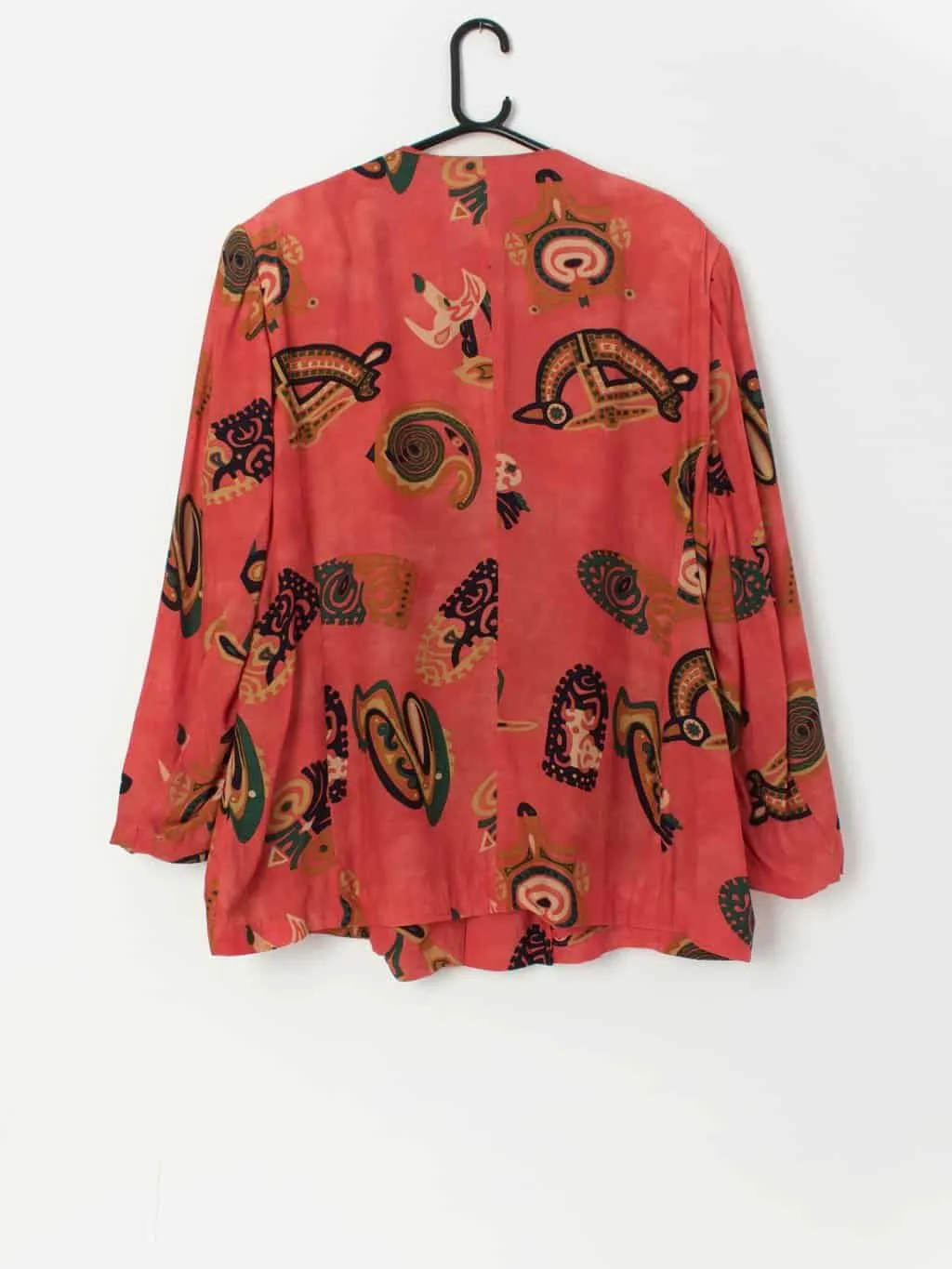 Vintage abstract patterned jacket in scarlet red – Large