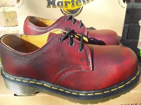 Vintage Deep Red Dr. Martens Shoes, 3-Hole Steel Toe, Sizes UK3-UK6