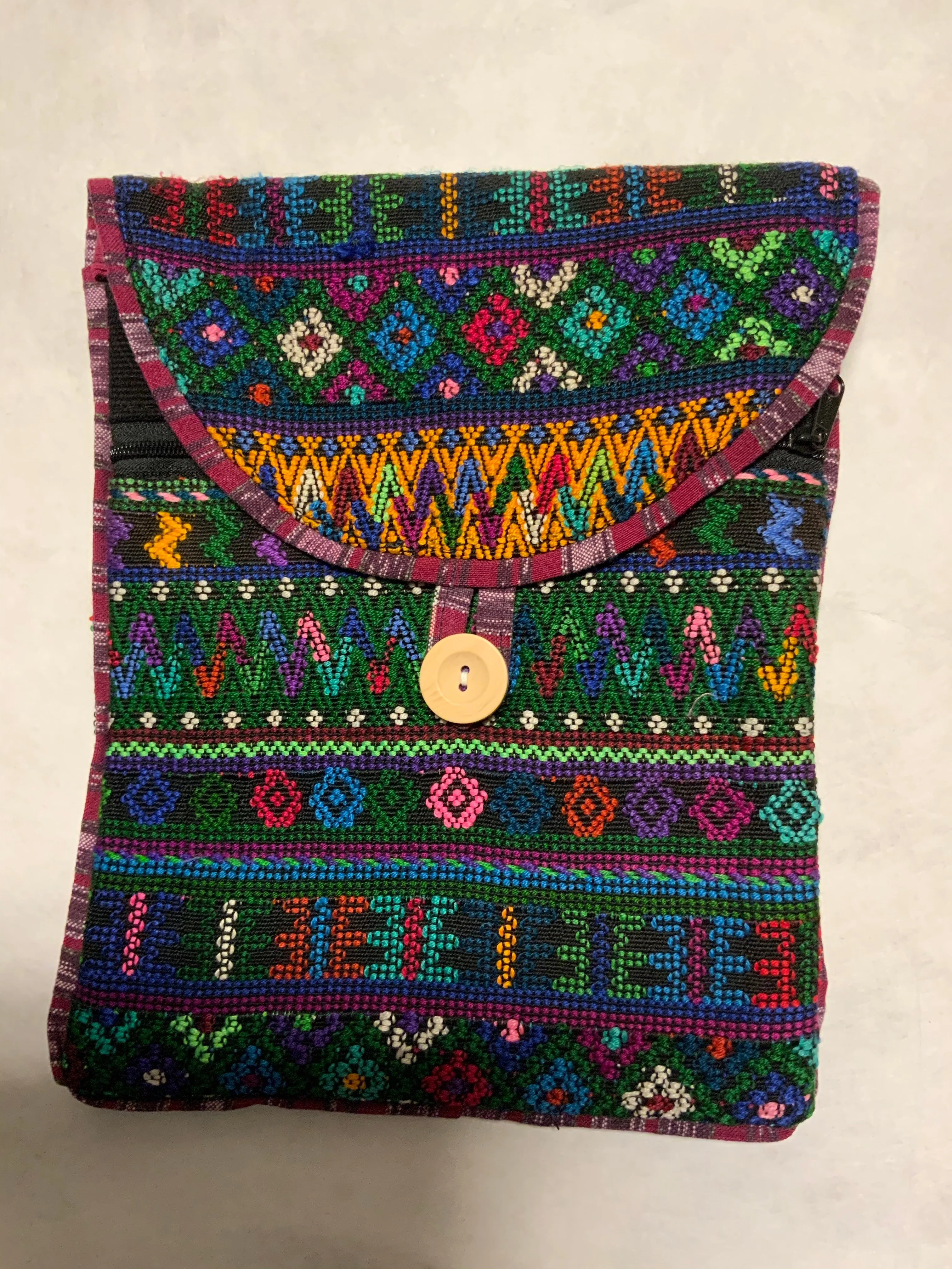 Vintage Guatemalan Handwoven Huipil Fabric Shoulder Bag - 7.5 x 10