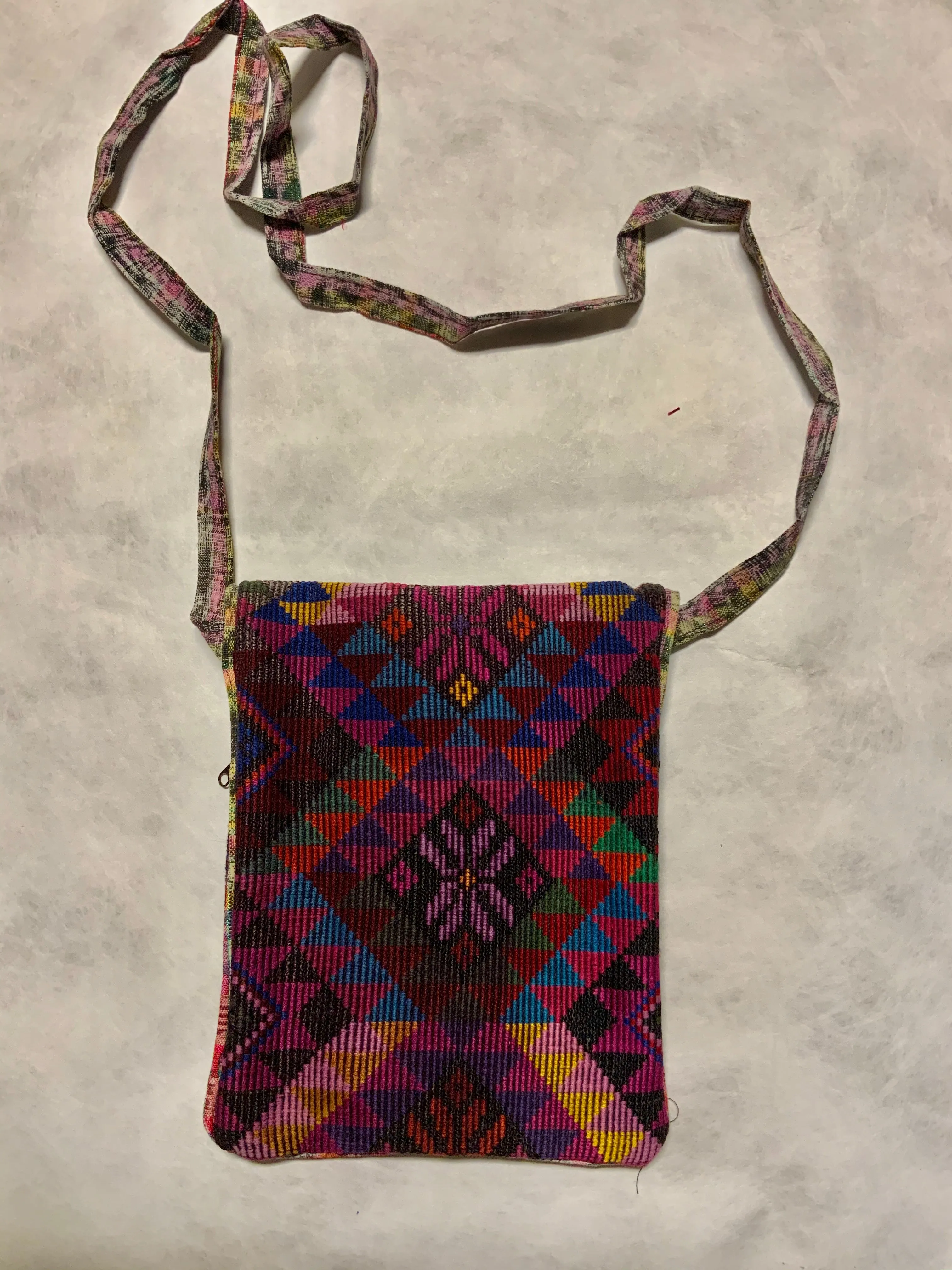 Vintage Guatemalan Handwoven Huipil Fabric Shoulder Bag - 7.5 x 10