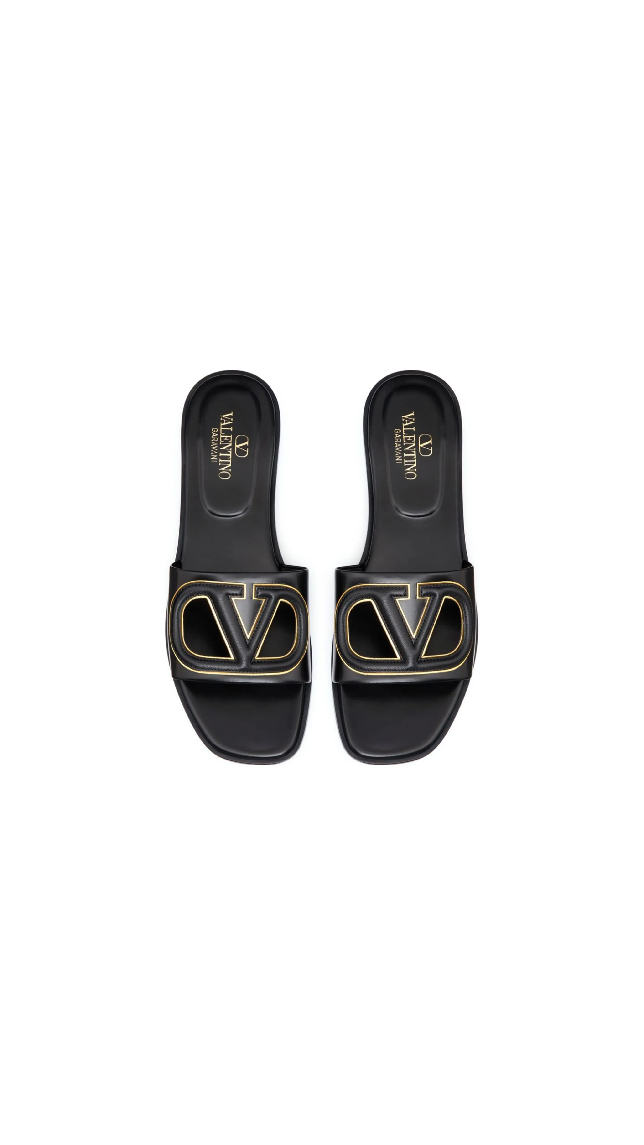 Vlogo Cut-out Leather Sandals Black