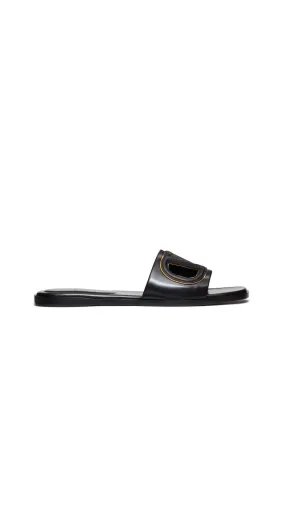 Vlogo Cut-out Leather Sandals Black