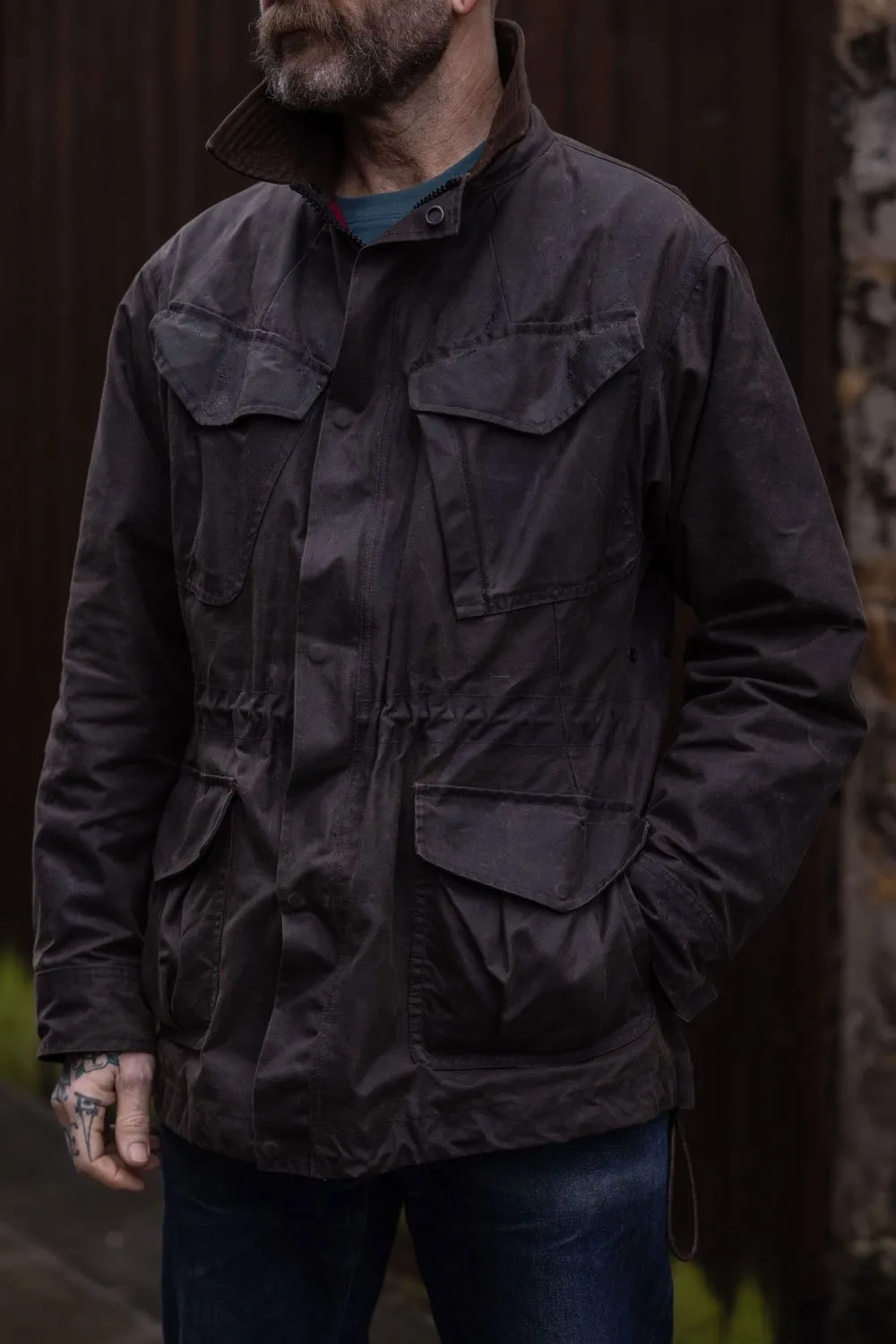 Waxed Cotton Field Jacket For Men