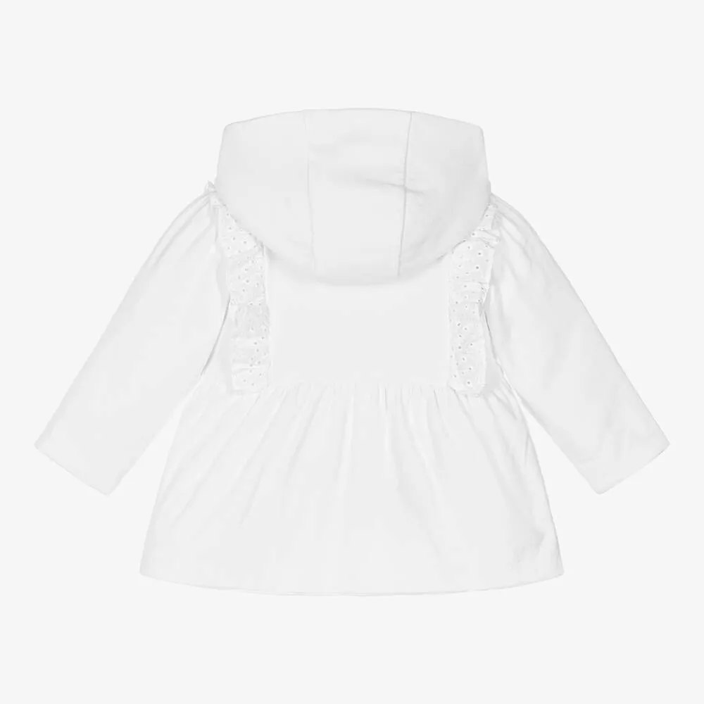 White Cotton Coat for Baby Girls