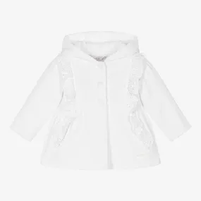 White Cotton Coat for Baby Girls