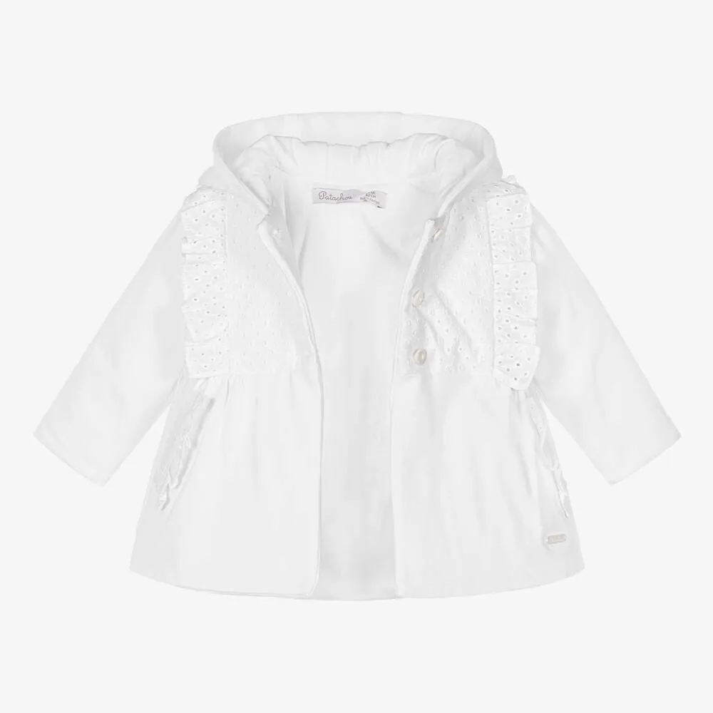 White Cotton Coat for Baby Girls