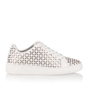 White Laser-Cut Leather Sneaker by Alaïa