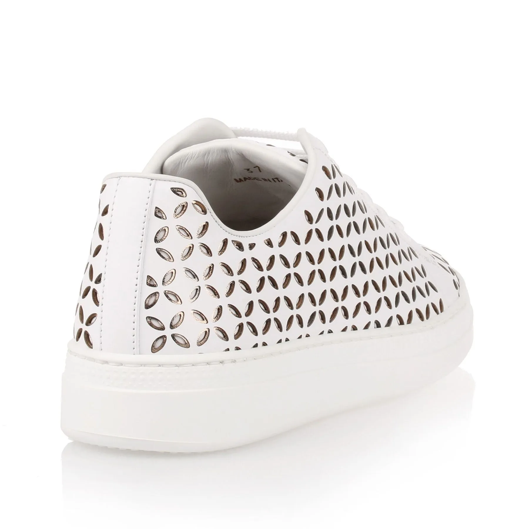 White Laser-Cut Leather Sneaker by Alaïa