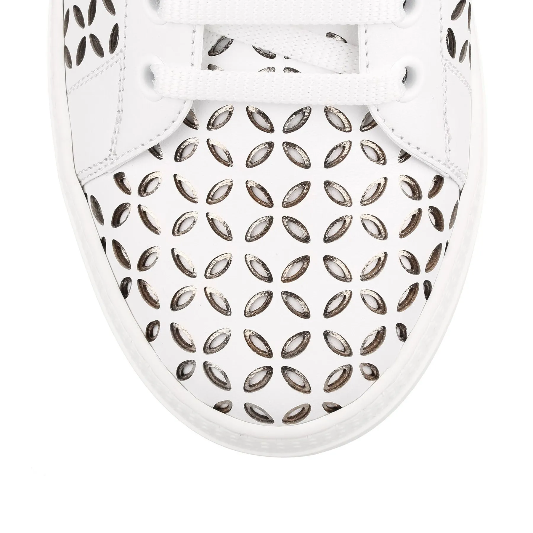 White Laser-Cut Leather Sneaker by Alaïa