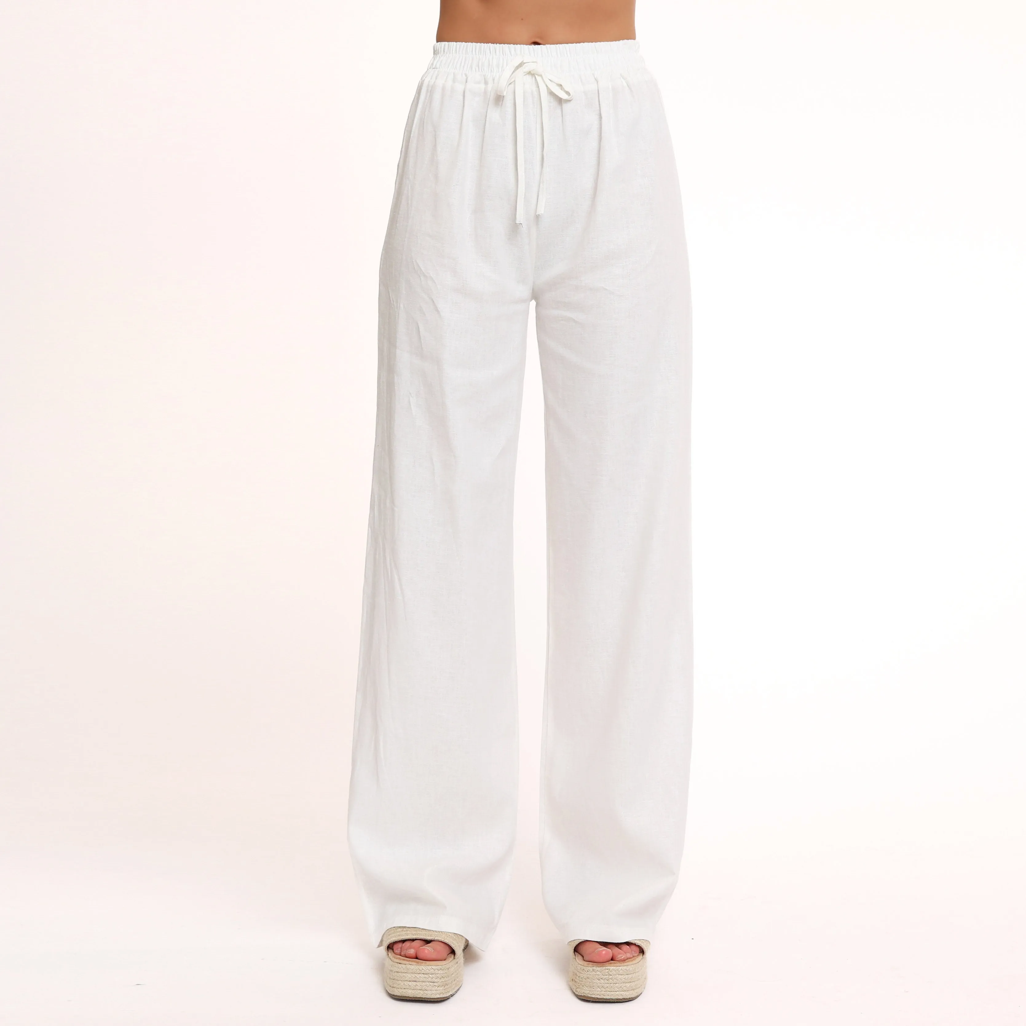 White Linen Petite Pants