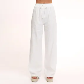 White Linen Petite Pants