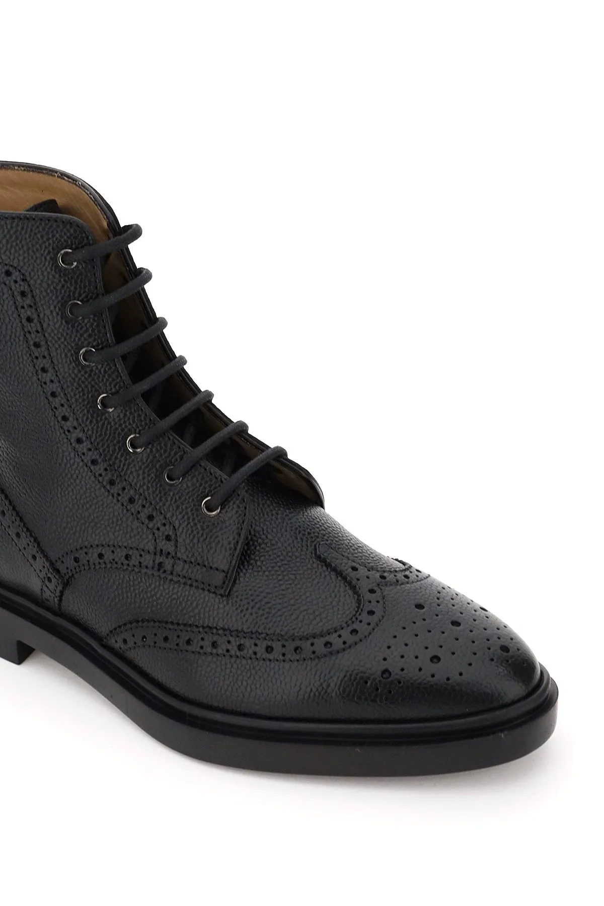 Wingtip Brogue Leather Ankle Boots