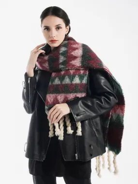 Winter Oversized Unisex Plush Scarf with Triangle Pattern