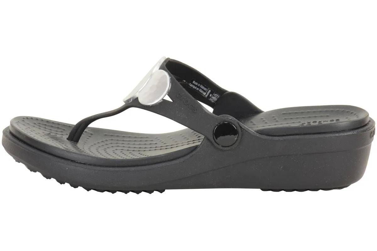 Women's Crocs Sanrah Embellished Wedge Flip Flops Sandals