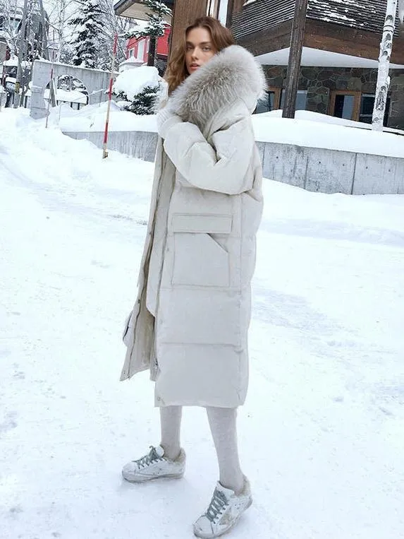 Women's Ecru White Puffer Coats - Thick Winter Outerwear