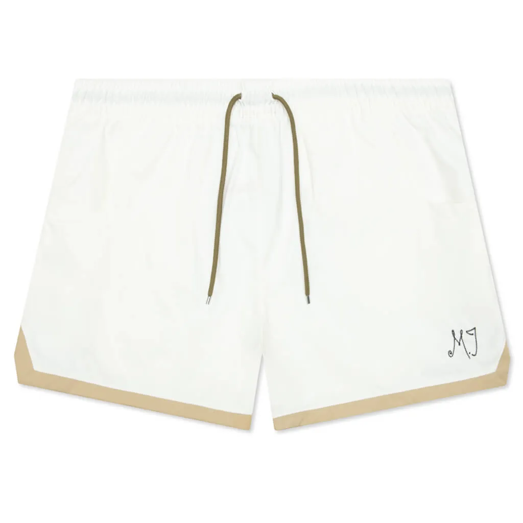 Women's Woven Shorts in Sail, Team Gold, and Brown Kelp