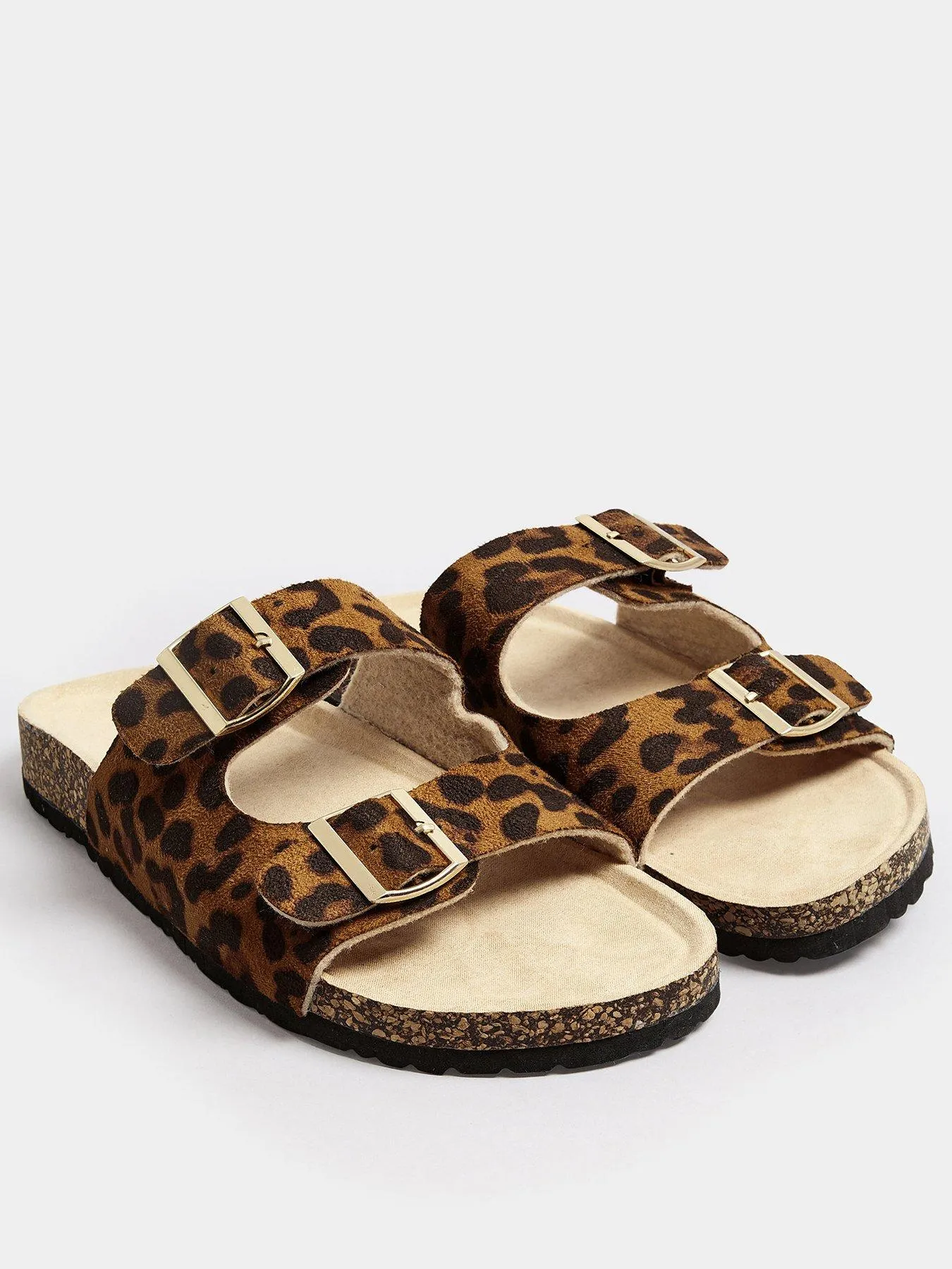 Yours Extra Wide Fit Leopard Footbed Sandals