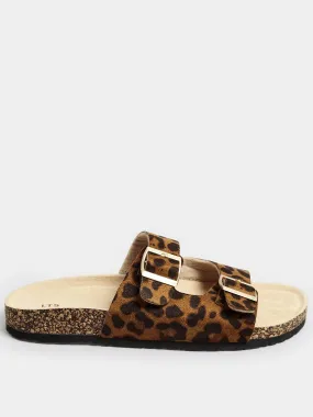 Yours Extra Wide Fit Leopard Footbed Sandals