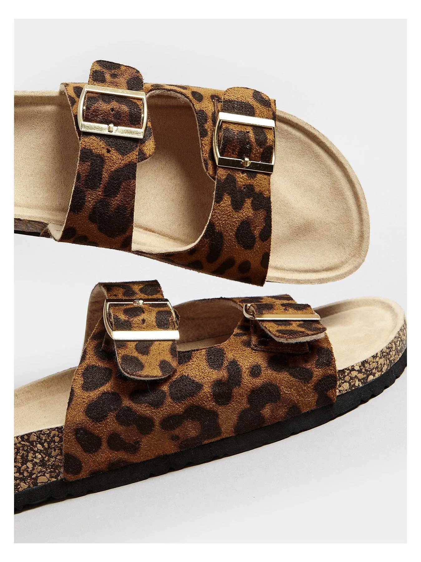 Yours Extra Wide Fit Leopard Footbed Sandals