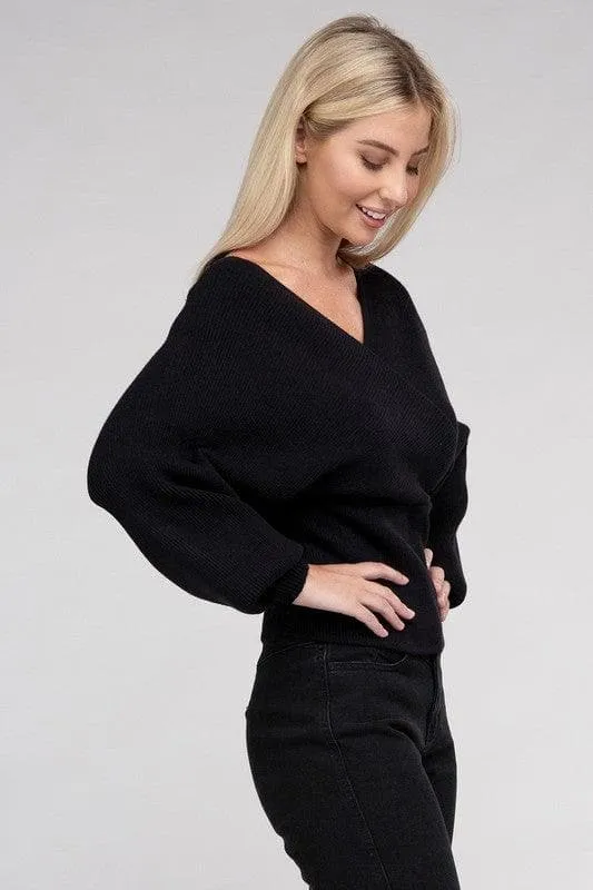 ZENANA Viscose Cross Wrap Sweater