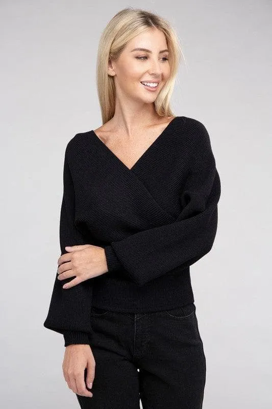 ZENANA Viscose Cross Wrap Sweater