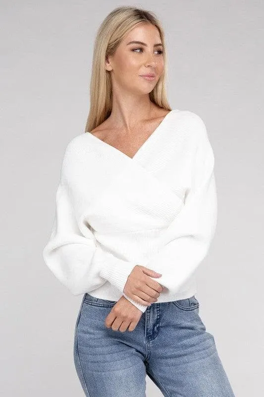 ZENANA Viscose Cross Wrap Sweater