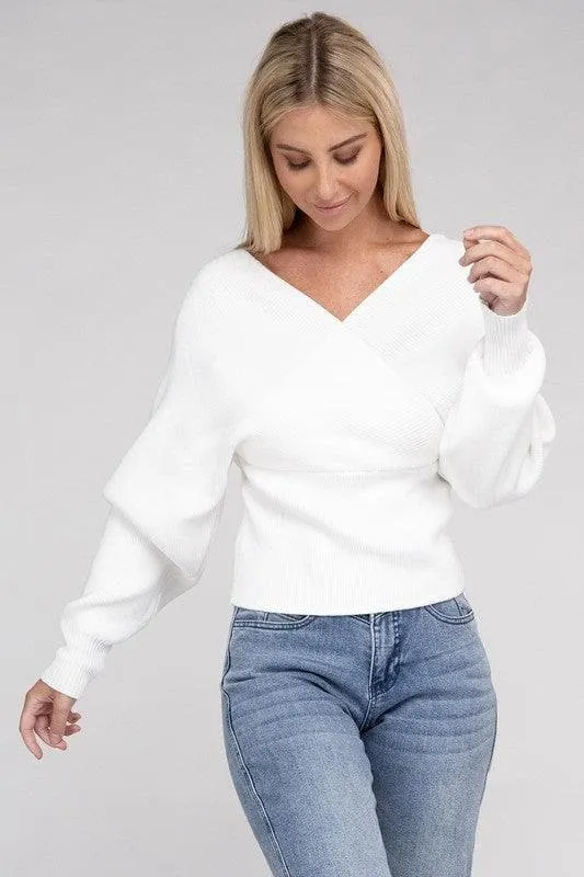 ZENANA Viscose Cross Wrap Sweater