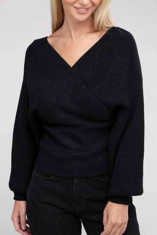 ZENANA Viscose Cross Wrap Sweater